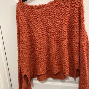 Free People Vibrant Orange Knit Sweater